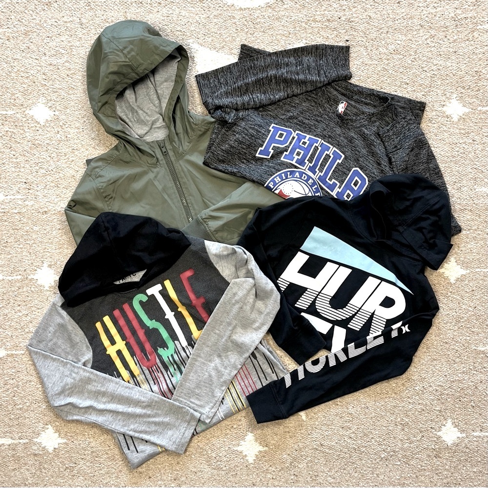 Boys Lot of Long Sleeve Graphic Tees & Lightweight Jacket